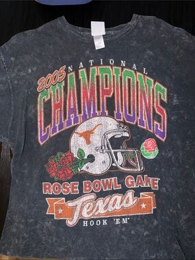 Longhorns 2005 National Champions Black Graphic Long Sleeve Tee
